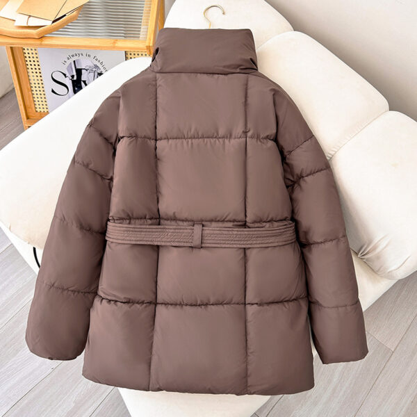 Winter Plaid Sewing Lapel Coat With Lace-up Design Fashion Loose Solid Thick Jacket Outerwear Women's Clothing - Image 6