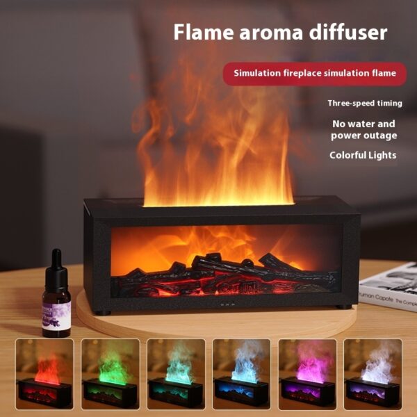 New Flame Aromatherapy Machine Colorful Essential Oil Diffuser Home Large Fog Volume Flame Humidifier 3D Flame Fireplace Machine - Image 4