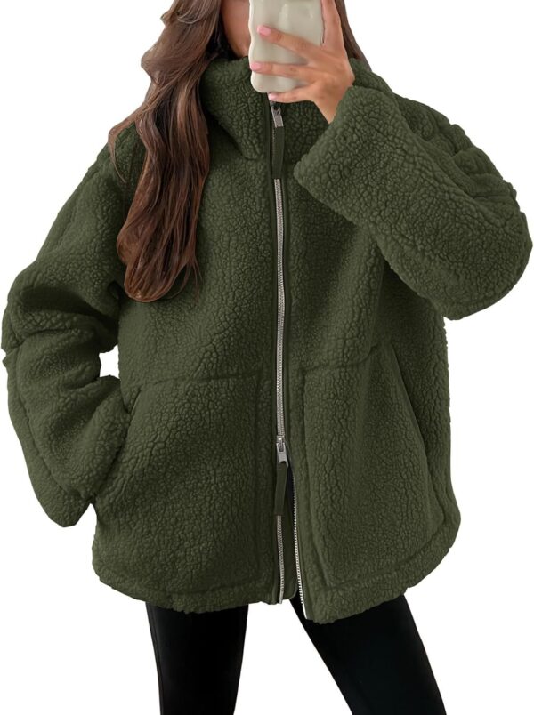 Winter Lapel Zip-up Coat With Pockets Casual Fashion Solid Fleece Jacket Fall Spring Long Sleeve Women's Clothing - Image 9